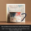 Blue and white ceramic coffee cup with fish pattern and premium gift box 255ml - Blue and White Firestone Red Hand-painted Lotus (Gift Box Pack)