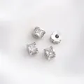 Set of four 14K white gold plated wheel spacers with micro-paved cubic zirconia - Style 3 / 6.5x5mm / White Gold