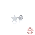 Macro shot of a minimalist S925 sterling silver star-shaped stud earring with certification - #11 Polished Star / Platinum-Single