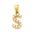Pendentif lettre S dorée avec petites perles blanches pour collier élégant - Lettre S (SP149G-S)