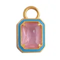 Pink rectangular gemstone pendant with sky blue enamel frame in gold plated brass finish - M601340-Blue