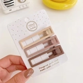 Three rectangular matte clips in beige, dusty pink, and brown on white card - Coffee Square Set