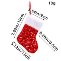 Red sequin Christmas stocking with white plush trim and hanging loop for tree decoration - Red