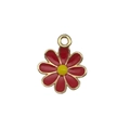 Red and yellow enamel flower pendant with gold plated edges for DIY jewelry making - Small Daisy Style (16495)