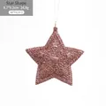 Pink star-shaped Christmas tree ornament with glitter texture and hanging string - Five-Pointed Star Style B