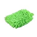 Single green chenille car wash mitt with soft microfiber pile and hanging loop - 60g / Double Sided Chenille Fluorescent Green