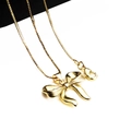 Golden bow pendant necklace with micro-set cubic zirconia and elegant box chain - Pendant And Necklace (6)