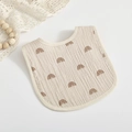 U-shaped soft cotton baby bib in light beige with cute brown rainbow patterns - Brown Rainbow