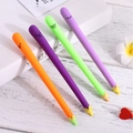 Cute cartoon silicone pens in orange and purple shades with animal face caps, 4-pack set - Eggplant Shape