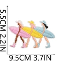 Detailed view of surfer girls embroidery patch with precise dimensions 5.5cm x 9.5cm - Three Surfer Girls Style (12)