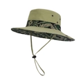 Cappello da sole verde oliva a tesa larga con motivi etnici e sottogola regolabile - Verde Militare