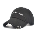 Casquette baseball noire en toile avec anneaux métalliques et détails usés brodés - M (56-58cm) / Noir