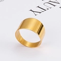 Anillo minimalista de banda ancha en acero inoxidable con acabado dorado y espejo pulido - US 7 / Dorado