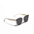Creamy white TR90 square polarized sunglasses with dark lenses and silver metal rivets - Matte Cream