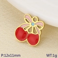 Colgante de cereza roja con lazo rosa y cuenta azul en tamaño 12x11mm - Estilo de Cereza con Lazo Rosa y Centro Azul (KLJ9609-ZLA)
