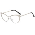 Lunettes œil-de-chat tendance avec monture en métal doré clair et embouts noirs - Cadre Argenté