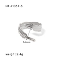 Adjustable silver feather open ring with detailed engraving in 14mm diameter size - Adjustable Open / Feather Shape Style (HF-J1357-S)
