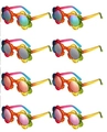Eight pairs of colorful flower-shaped sunglasses for kids with vibrant rainbow frames - Kids / Rainbow Flower Set