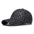 Gorra de béisbol negra desgastada con lentejuelas plateadas y estilo vintage - Estilo de Lentejuelas Negras / Negro