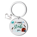 Macro shot of stainless steel nurse keychain with medical heart and hat charms - I WILL stab you Style (H款)