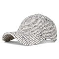 Klassische Baseballkappe aus schwarz-weißem Tweed mit gebogener Krempe für den Winter - Verstellbar / Off-White (Tweed-Gewebe)