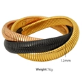 Three-tone flexible snake chain bracelet in gold, black, and rose gold finishes - SZ04 3-Layer / Gold Rose Gold Black