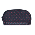 Black heart mesh makeup bag with red flocked hearts and secure zipper closure - Semicircle (Red Heart) / Black Mesh Red Heart