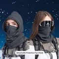 Máscara facial y calentador de cuello de forro polar gris oscuro para esquí de invierno - Gris oscuro