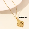 Golden heart pendant necklace with floral cutout design and 18k gold plated finish - Gold Hollow Floral Heart (S1054-G)