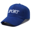 Dark blue baseball cap with 3D white SPORT embroidery and matching patterned texture - Adjustable / Sapphire Blue