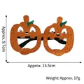 Glittery orange pumpkin glasses for kids Halloween party with size dimensions - Pumpkin Eyeballs