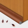 Brown self-adhesive door bottom seal strip blocking insects and wind on wooden door - Sponge Type Brown