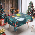 Detail of Christmas tablecloth featuring festive snowmen and gift patterns in cozy setting - Cdr354-5 / 40*60cm Brushed Fabric