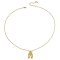 Elegante collar dorado con colgantes de zapatillas de ballet y detalles de strass rojos - Dorado
