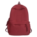 Minimalistische bordeauxrode schoolrugzak voor dames van waterdichte nylon stof met inhoud - Rood