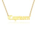 Titanium steel necklace with Capricorn pendant in gothic golden old English font - Capricorn / Gold