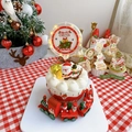 Set de decoración de pastel luminoso Merry Christmas con Papá Noel y muñeco de nieve - Coche de Regalos Feliz Navidad