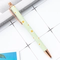 Stylo à bille rétractable vert clair avec motif marguerite et finitions or rose - Marguerite Vert Bonbon (Nouveau)