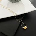 Minimalistische goldene Titanstahl Halskette mit glattem Bohnenanhänger für Damen - Gold Groß (Anhänger ca. 13*10mm)