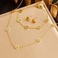 Elegant gold tree of life jewelry set including necklace, bracelet and earrings - Hollow Tree of Life Style (N2812 B1389)