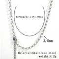Polished silver stainless steel herringbone chain necklace with lobster clasp and extension - 3.5mm Bulb Chain - Silver