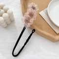 Black lazy hair curler with pink fabric flowers and pearls for bun styling - Pink Flower Bun Maker