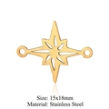 Detail view of a 15x18mm gold star pendant made of high-quality stainless steel - Star (T885-2) / 5 Pieces / Gold