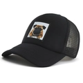 Κλασικό μαύρο καπέλο trucker με πλέγμα και patch σκύλου pug για προστασία από ήλιο - L (58-60cm) / Μαύρο