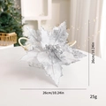 Fleur de Noël scintillante argentée 26cm pour décoration de sapin et scènes festives - Argent