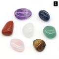 Set aus 7 bunten polierten Trommelsteinen mit Amethyst und Tigerauge-Heilkristallen - Beutel (7 Unregelmäßige Trommelsteine)