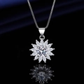 Silver plated sunflower necklace with pear-shaped cubic zirconia and box chain - Xl-130 [comes With Box Chain]