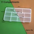 Clear 11-compartment plastic organizer box for jewelry and small accessories - 11 Fixed Compartments (20*10.6*1.65cm)
