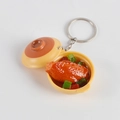 Porte-clés miniature pot en terre cuite avec ailes de poulet braisées et petit pot jaune - Aile de poulet