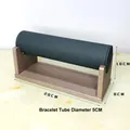 Detail view of grey velvet bracelet display stand with 5cm tube diameter measurements - Detachable Single Tier Bracelet Stand